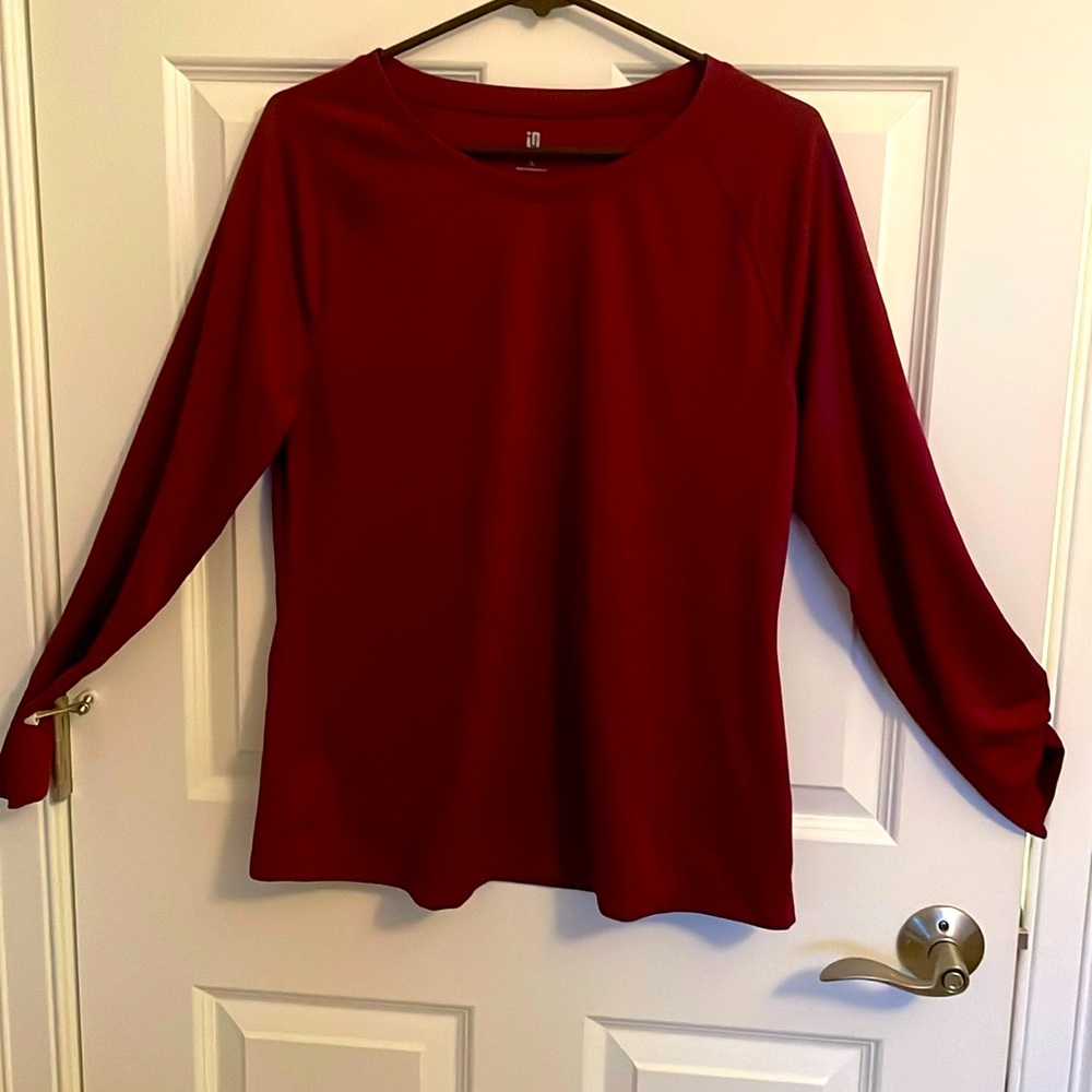 Maroon Long Sleeve Athletic Shirt, 100% Polyester